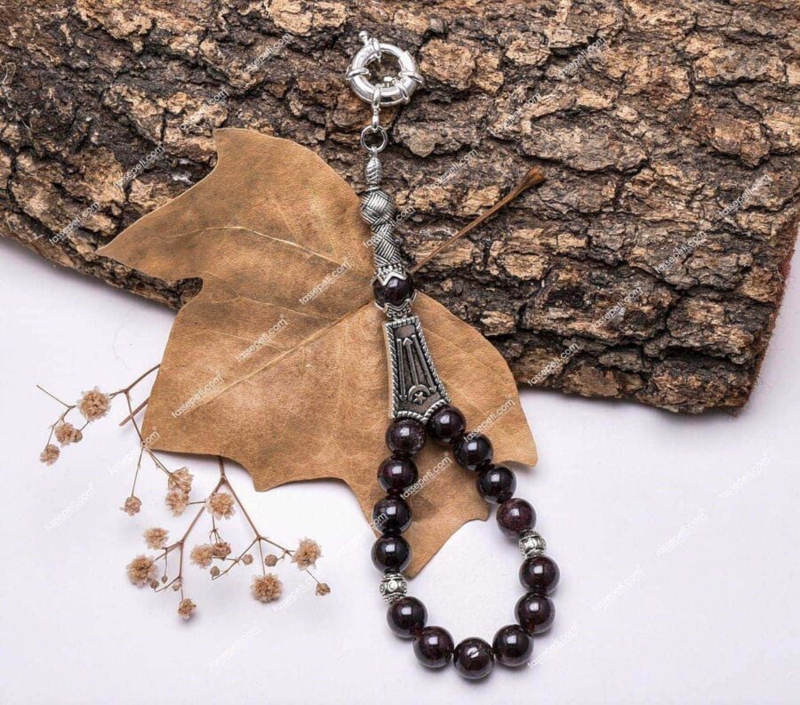 Garnet Lal Doğaltaşı Tesbih Model Anahtarlık