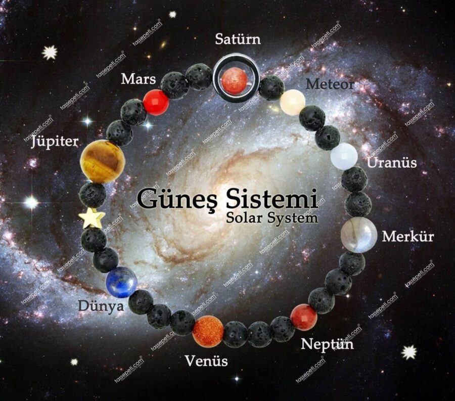 güneş sistemi doğal taş bileklik
