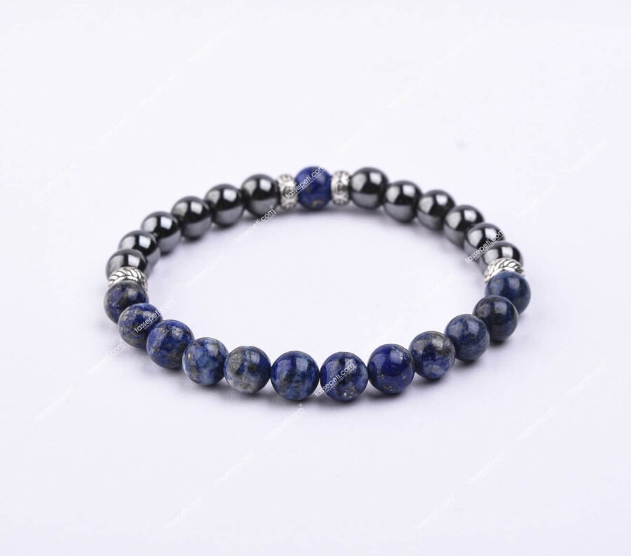 Lapis Lazuli ve Hematit Doğal Taş Erkek Bilekliği