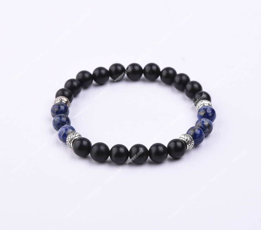 Lapis Lazuli ve Oniks Doğal Taş Erkek Bilekliği