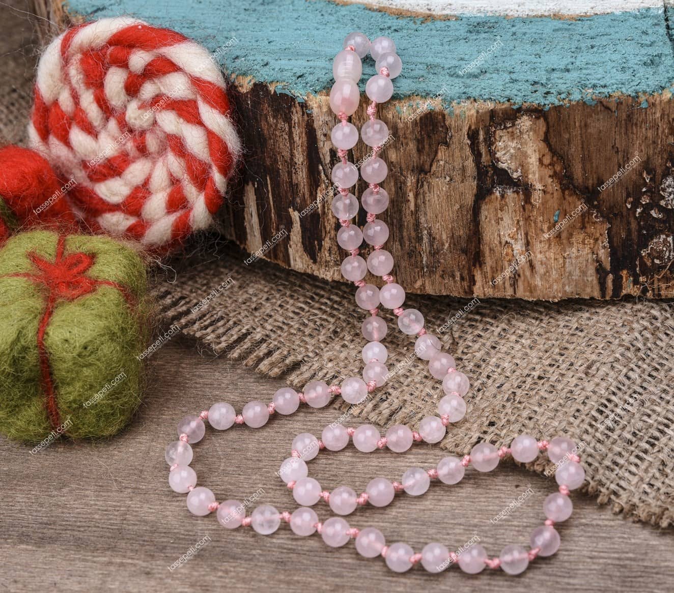 pembe kuvars doğal taş çocuk kolye