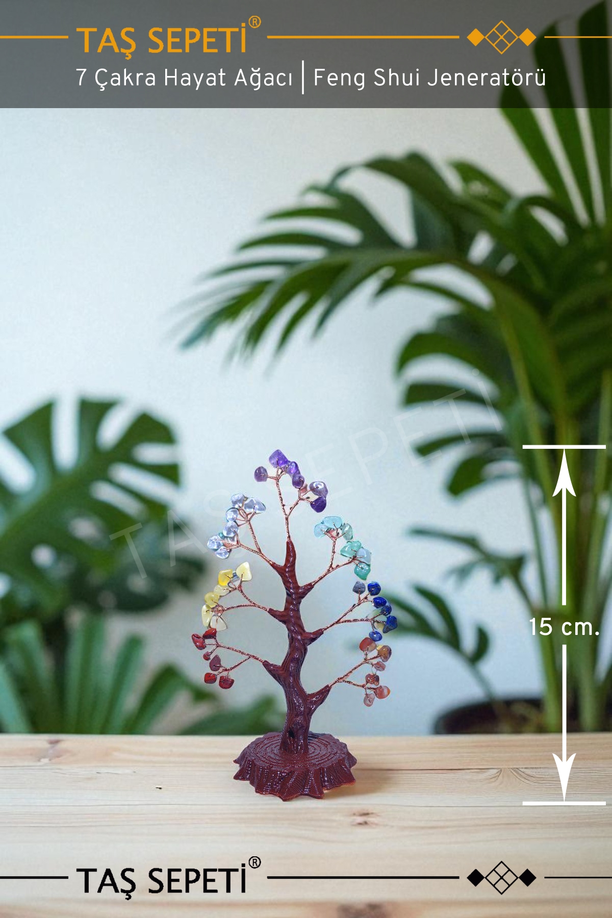 Gerçek Çakra Doğal Taşları Ağaç Hayat Ağacı Pozitif Enerji Için Feng Shui Ağacı 15 Cm
