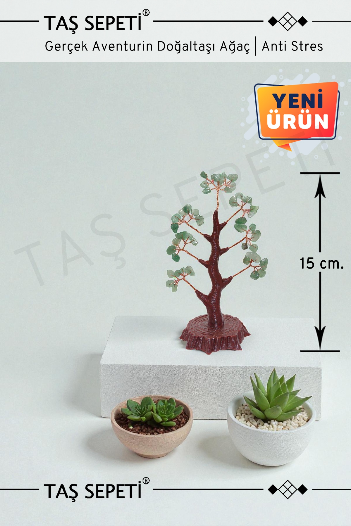 Gerçek Aventurin Doğal Taşı Ağaç Strese Karşı Zihin Netliği 15 cm