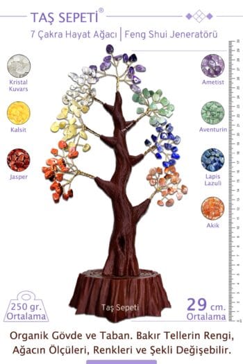 7 Çakra Hayat Ağacı 29 cm Feng Shui Ağacı Büyük Pozitif Enerji için Kristal Ağaç Enerji Jeneratörü