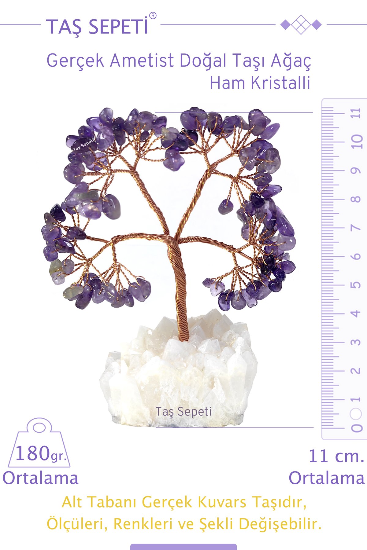 Gerçek Ametist Doğal Taşı Ağaç Ham Kristalli