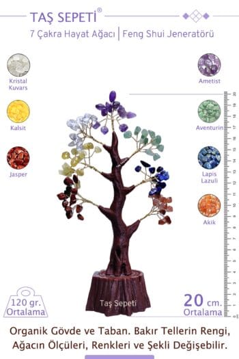 7 Çakra Hayat Ağacı 20 cm Feng Shui Ağacı Küçük Pozitif Enerji için Kristal Ağaç Enerji Jeneratörü