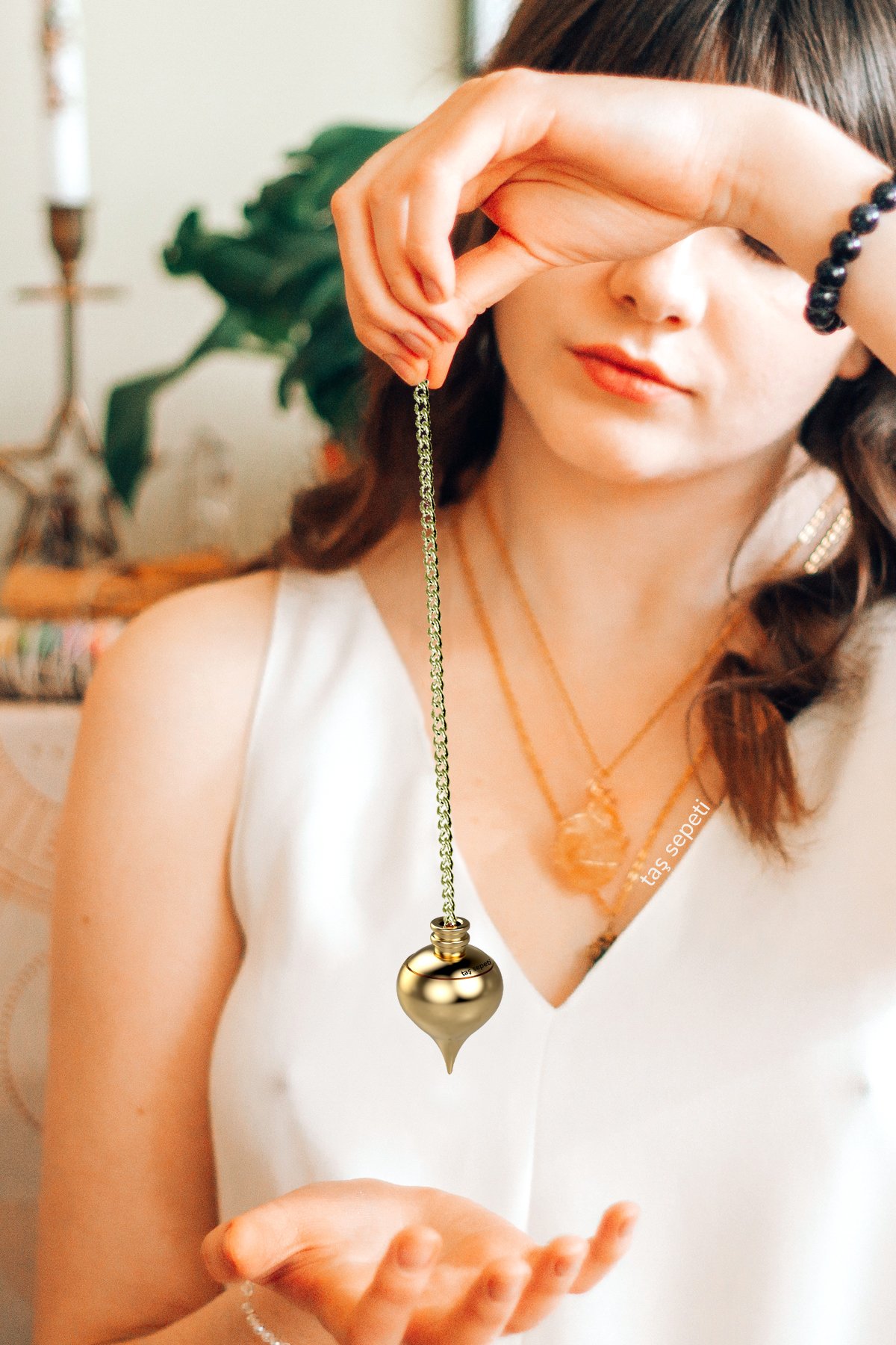 Geniş Hazneli Pirinç Pandül Kapaklı Enerji Çalışmalarına Özel Sarkaç Su Damlası Arama Tarama