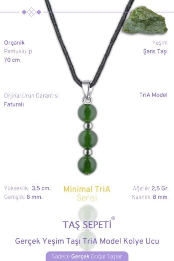 Gerçek Yeşim Doğal Taşı Minimal TriA Model Pamuklu İpli Erkek Kolye