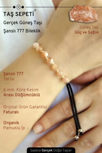 777 Şanslı Serisi Gerçek Güneş Doğal Taşı Unisex Şans Bilekliği