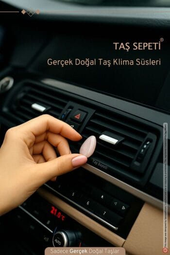 Araba Klima Süsü Gerçek Doğal Taş Pembe Kuvars Damla Torpido Aksesuar İç Süs Dekoratif Klipsli Süs