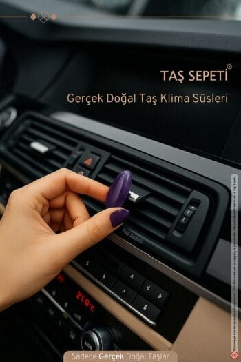 Araba Klima Süsü Gerçek Doğal Taş Ametist Damla Mor Torpido Aksesuar İç Süs Dekoratif Klipsli Süs