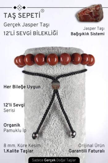 12'li Mutlak Sevgi Serisi Gerçek Jasper Doğal Taşı Unisex Ayarlı Bileklik