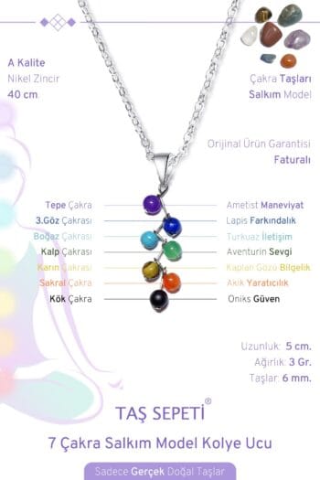 Doğal Taş Meditasyon Gerçek 7 Çakra Kolye Üzüm Salkımı Model