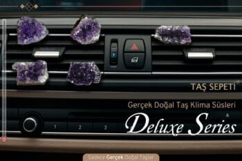 Araba Klima Süsü Ametist Ham Doğal Taş Deluxe Serisi Torpido Süsü Dekoratif Klipsli Ametist Süs