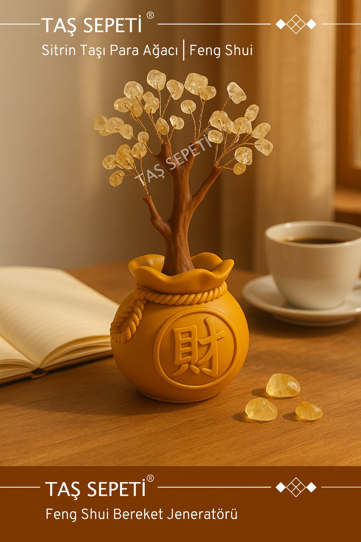 Sitrin Doğaltaşı Bolluk Bereket Para Ağacı Feng Shui Para Ağacı Bereket için Sitrin Ağaç Para Jeneratörü