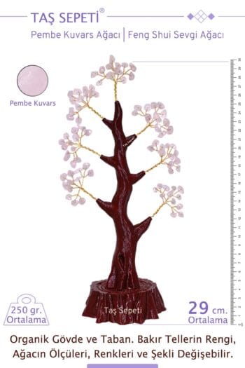 Pembe Kuvars Feng Shui Sevgi Ağacı Kristal Hayat Ağacı Dekoratif Hediye Pozitif Enerji için 29cm