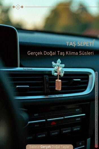Araba Klima Süsü Minimal Doğal Taş Ağaç Pembe Kuvars Ametist Sitrin Torpido Dekoratif Klipsli Süs