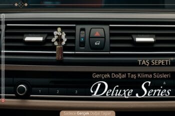 Minimal Sitrin Doğal Taş Araba Klima Süsü Gerçek Dal Torpido Dekoratif Sarı Klipsli Süs