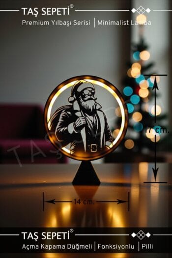 Şık Noel Baba Tasarımlı Yılbaşı Süsü Lambası | Premium Yılbaşı Serisi | Pilli | Fonksiyonlu Düğmeli