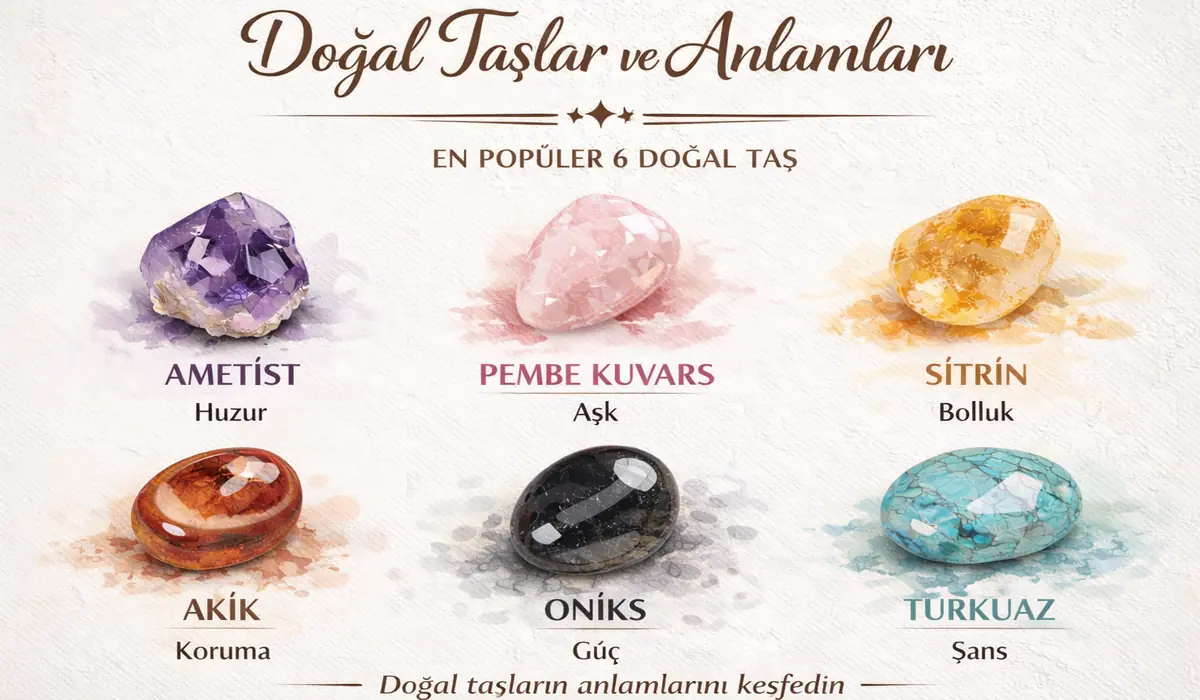 Doğal Taş Anlamları 1 doğal taş anlamları rehberi ametist pembe kuvars sitrin ve popüler doğal taşlar