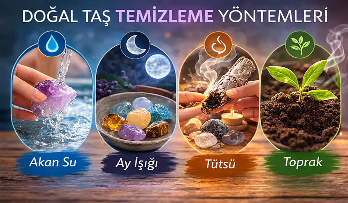 doğal taş temizleme yöntemleri akan su ay ışığı tütsü ve toprak ile doğal taş arındırma